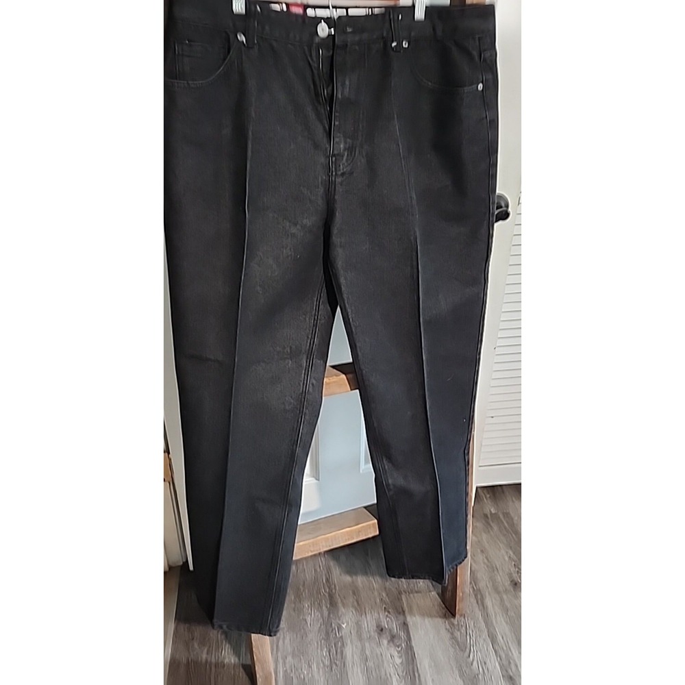 Switch Premium Denim Mens Black Straight Leg Creased Jeans 42x34 Streetwear